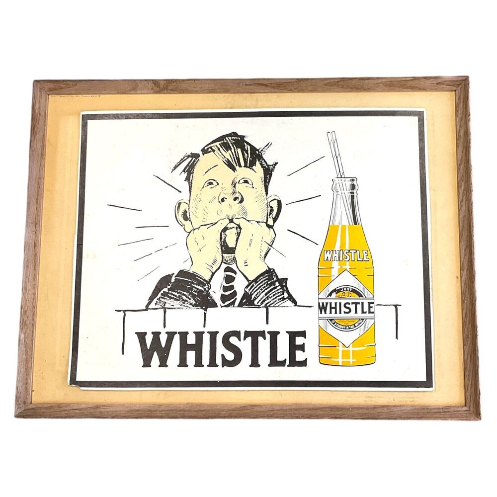 Whistle Soda Advertising Sign‎ Cardstock Orange Over A Lassel Ripley Painting